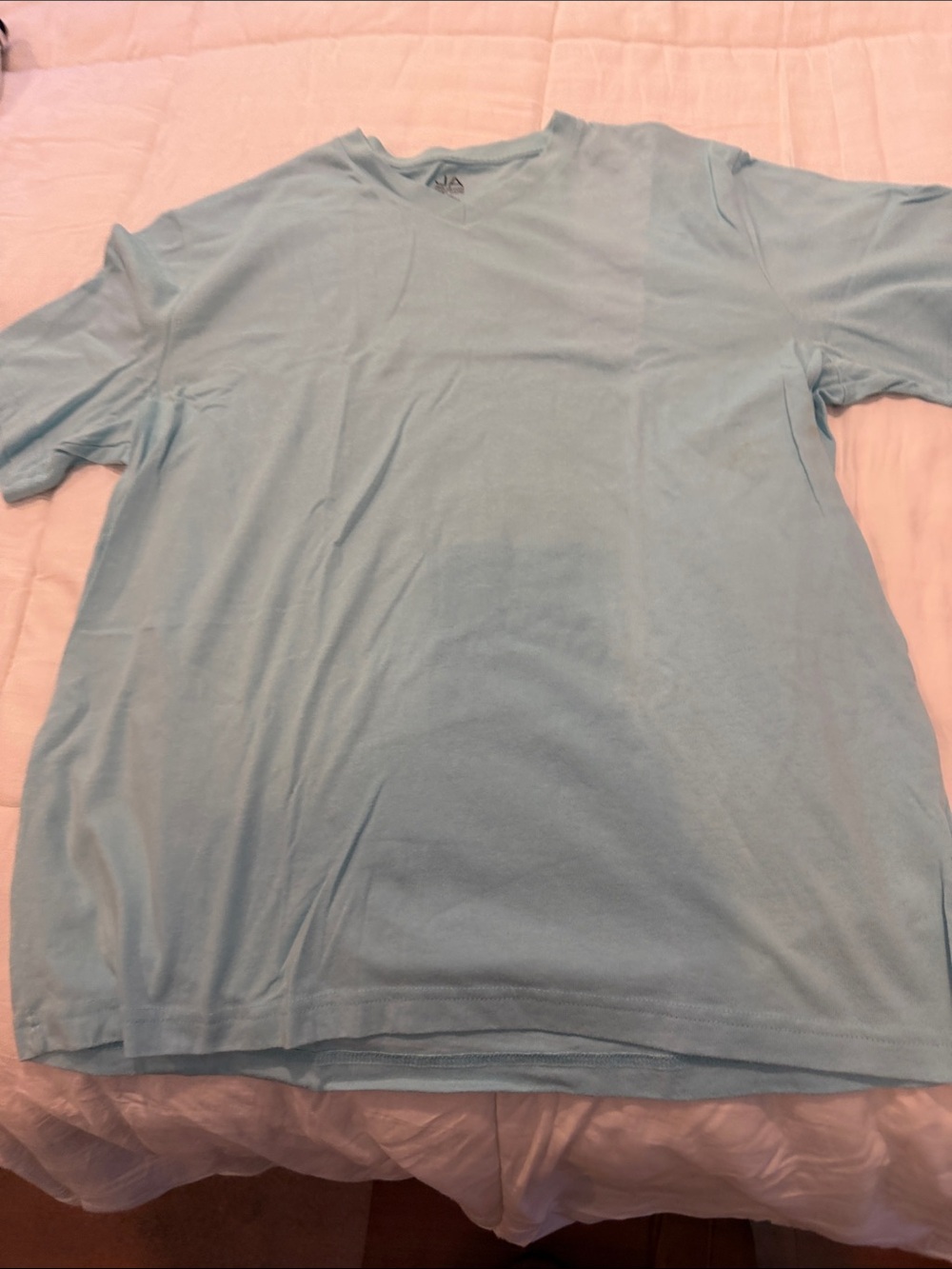 Light Blue Men's T-Shirt - Casual V-Neck, large